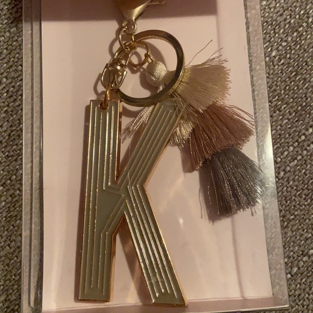 NWT Modern Expressions Monogram Letter “K” Keychain with Pom Pom Tassel